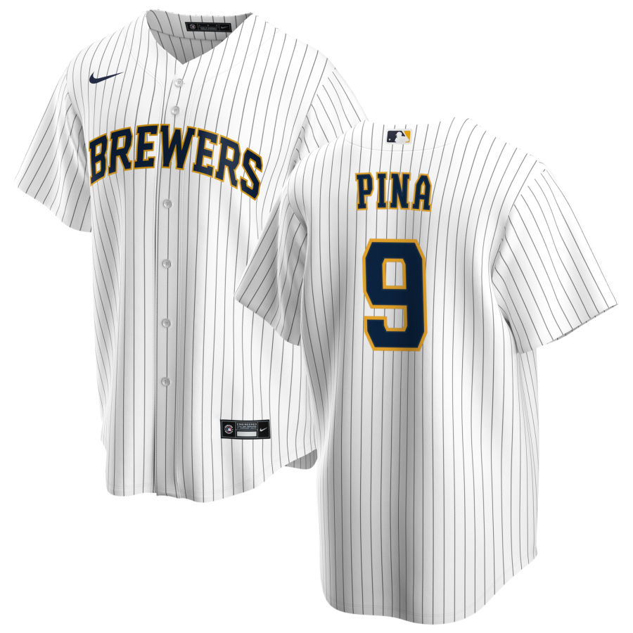 Nike Men #9 Manny Pina Milwaukee Brewers Baseball Jerseys Sale-White